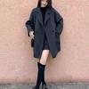 Women's 2025 Spring Mid-Length Grey Woolen Coat