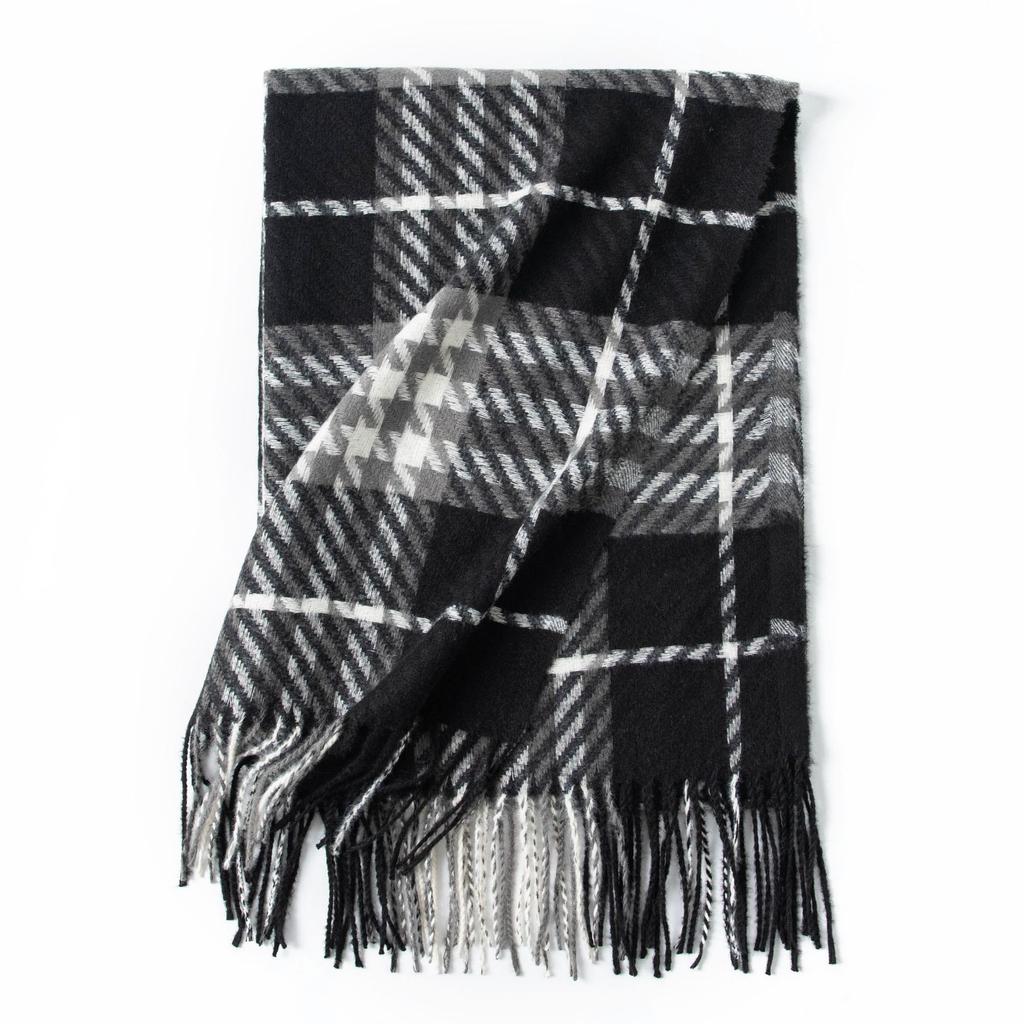 New sweet warm imitation cashmere scarf plaid student couple winter thickened warm scarf