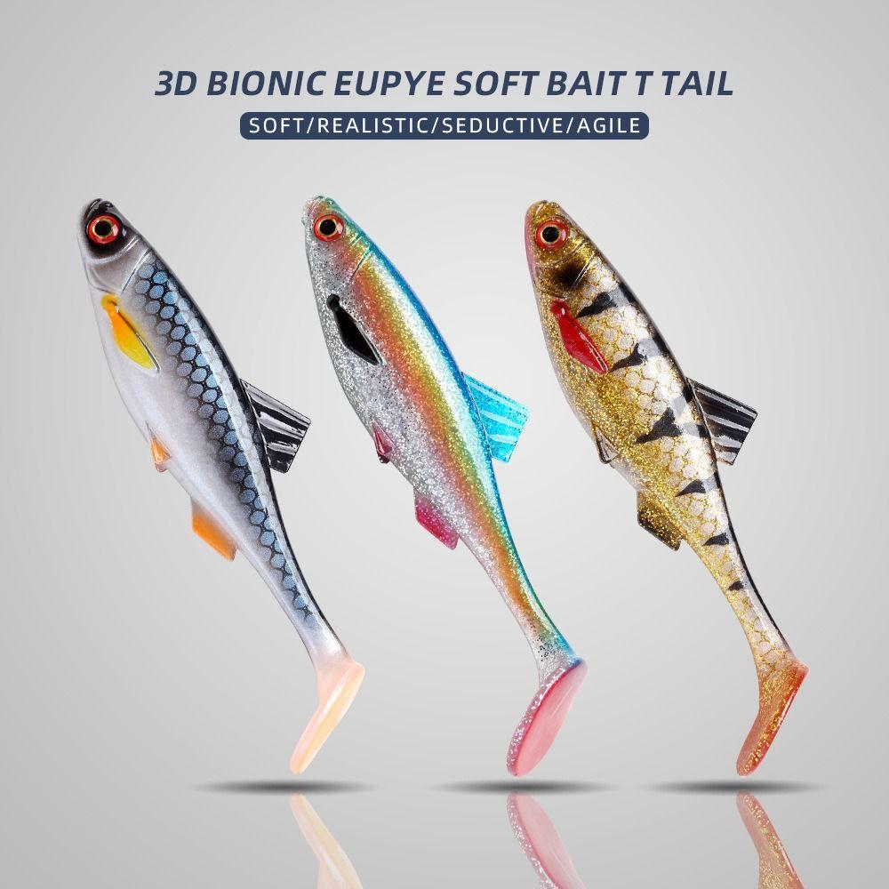 3D Eyes Artificial Swimbait T Tail Simulated Fake Bait Colorful Artificial Bait  Out Fishing