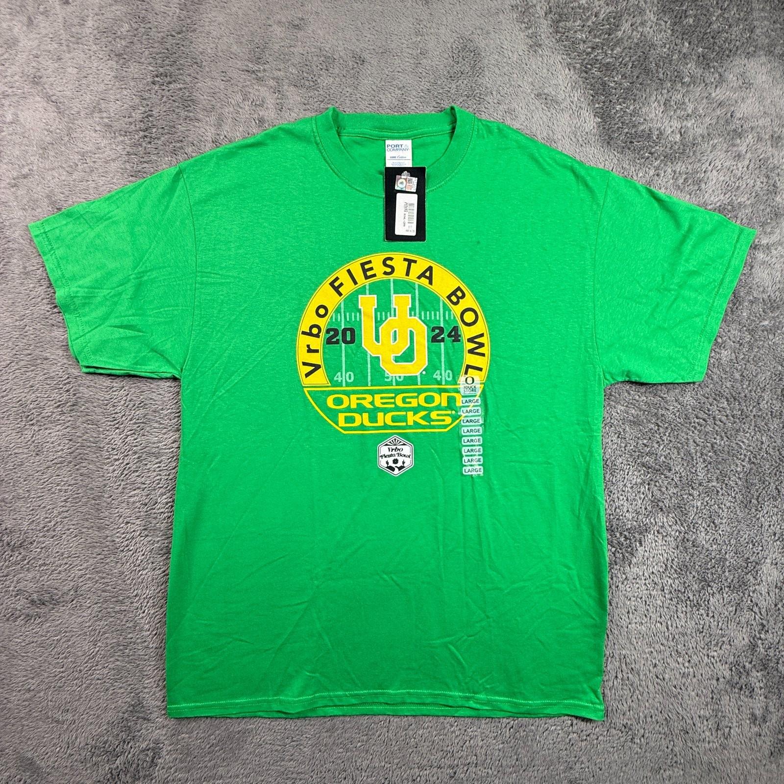 Oregon Ducks NEW Vrbo Fiesta Bowl 2024 Football Shirt Mens L Green Unisex T-Shirt XL
