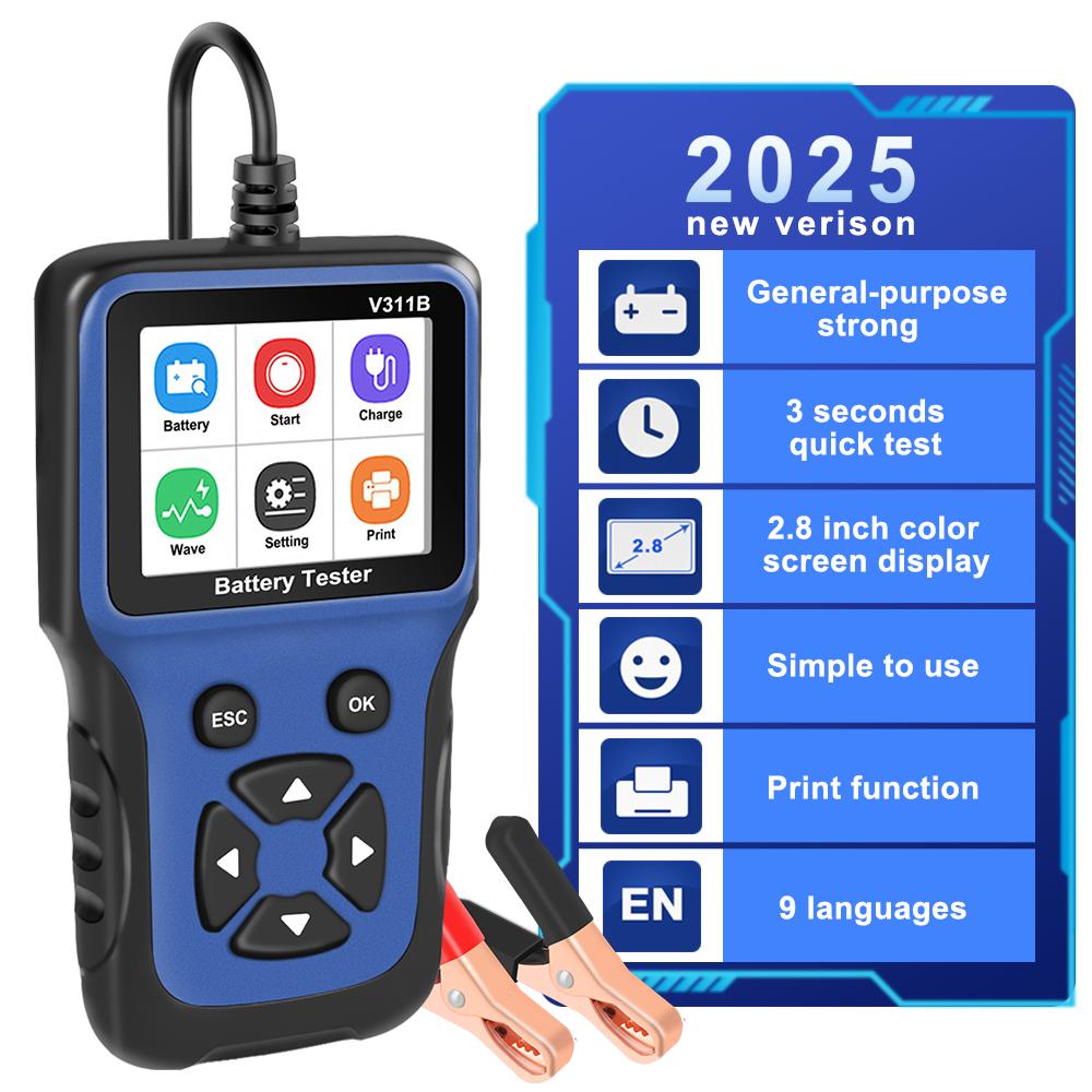 12V Car Battery Charger Tester Analyzer Auto Diagnostic Tool V311B Analyzer Tools Automotive Automobile Battery Detector Car Charging Load Test