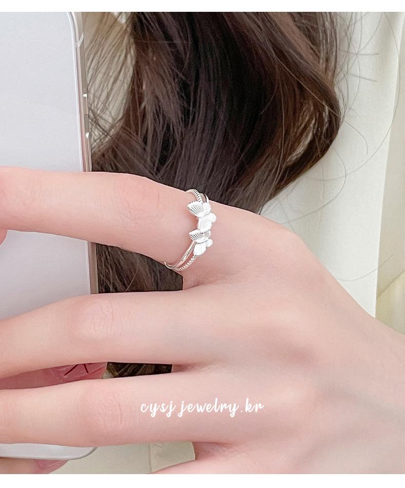 Cuiyan S925 Silber Doppelter Schmetterling Offener Ring - Schmuck im koreanischen Stil für Frauen