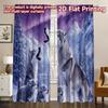 2D FLAT PRINTING 2pcs Curtains (Without Rod) Wolves Under Aurora Sky Pattern Modern Curtains Polyester Easy Install Curtains