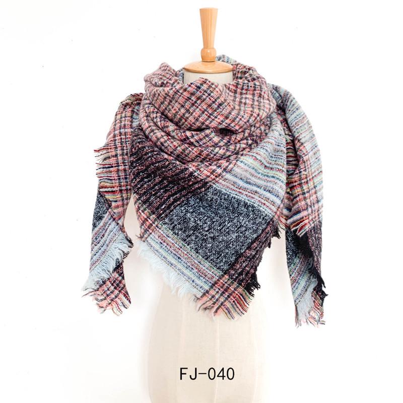 European & American Autumn/Winter Thick Double-Sided Plaid Scarf & Shawl for Women