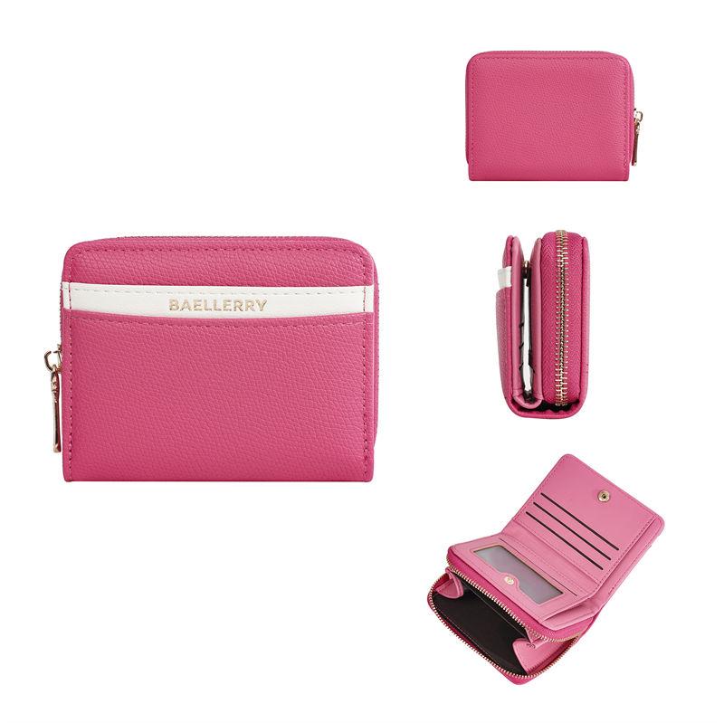 Baellerry Women Fashion Short Zipper Wallets Warm Color Artificial Leather Coin Purses Casual Card Holder Purse GZW