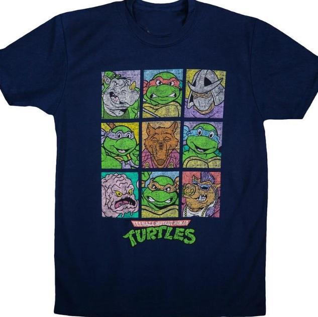 

TMNT Teenage Mutant Ninja Turtles Heroes and Villains Panel Navy T-T-Shirt XL