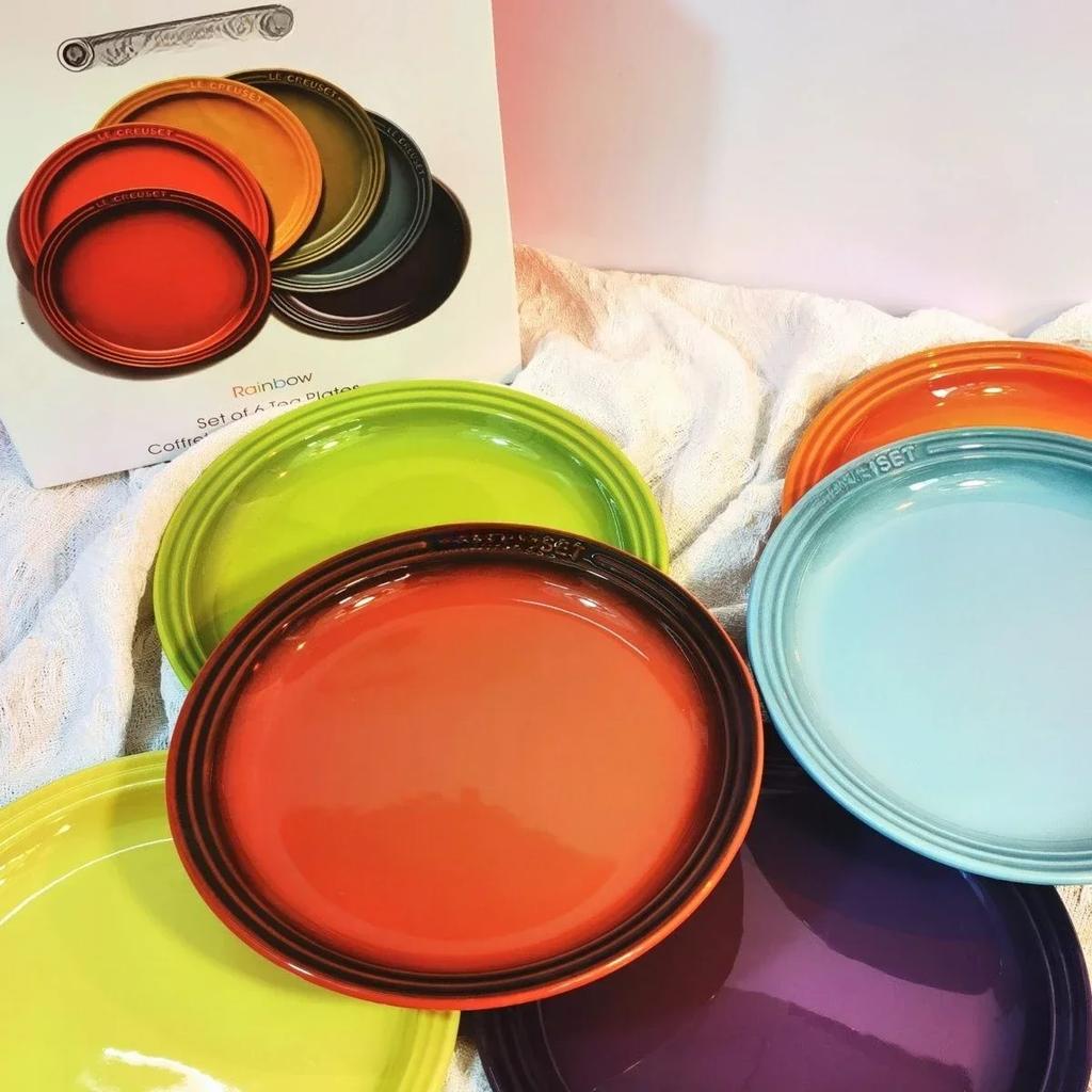Französischer Gemüseteller in Regenbogen-Unterglasurfarbe, 9 Zoll, Keramik, 7 Zoll, Gemüseteller, Regenbogenfarben, westliche Lebensmitteltabletts