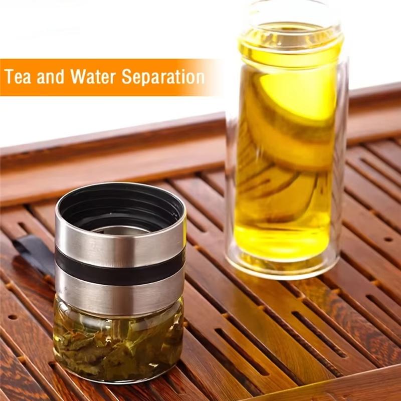 

Good-For Travel Portable 450Ml Double Wall Glass Tea Infuser Bottle Water Separation Tea Bottle