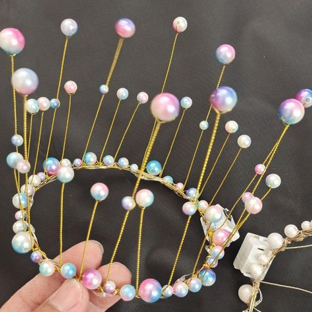 Bandeau Perle Couronne Fleur Lumineux Bandeau Guirlande LED Lumineuse Décoration Fête de Noël