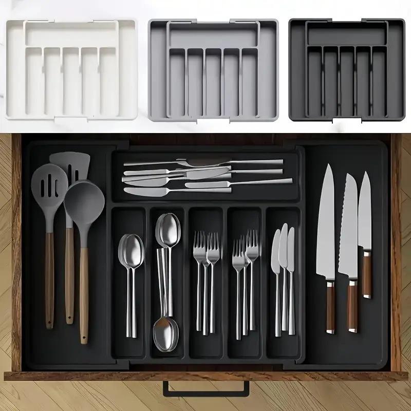 Temu Cross-border Home Storage Rack: Cutlery & Kitchen Organizer Extension Plate Box