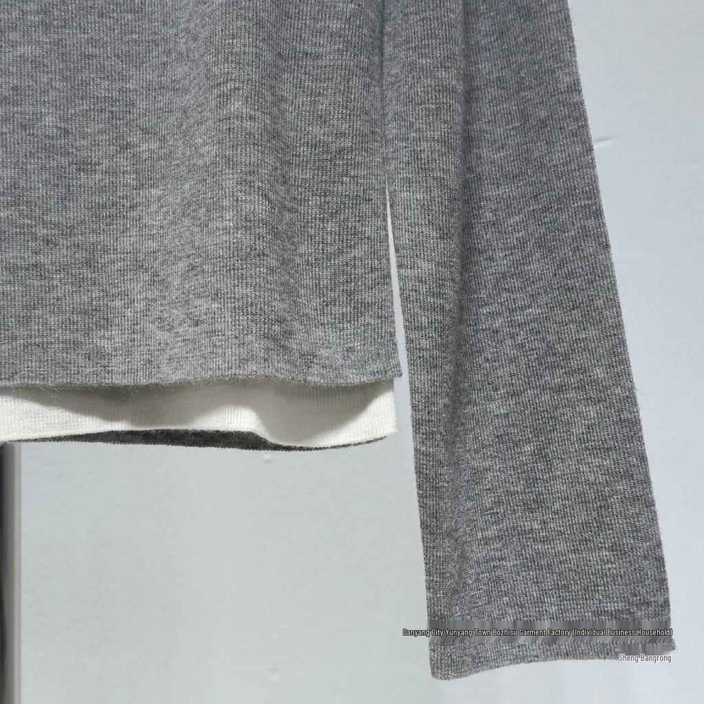 Poetry*Li Women's Hooded Two-Piece Look Long Sleeve Knitted Sweater, Autumn 2025 Collection.