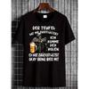 Herren schwarzes Kurzarm-Rundhals-T-Shirt mit Grim Reaper Bier-Grafik, weiches Baumwollgefühl, lockere Passform für den täglichen Gebrauch oder Party