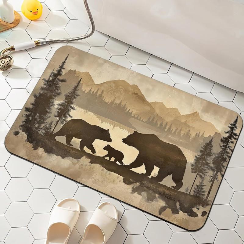 Absorbent Diatomaceous Mud Bath Mat Shower Entrance Non-Slip Bathroom Floor In American Style Washable Rectangle