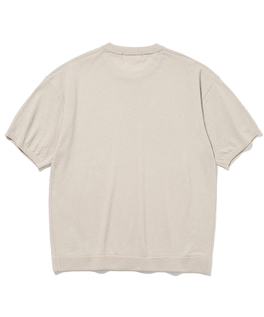 KNITTED Cool Summer Essential Round Short Sleeve Knit Tee Beige