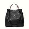 Stylish Embossed Floral - Letter Pattern Leather Handbag