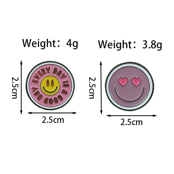 Creative Cartoon Smiley Face Brooch with Red Letters and Cute Patterns - Metal Badge Alloy Accessory