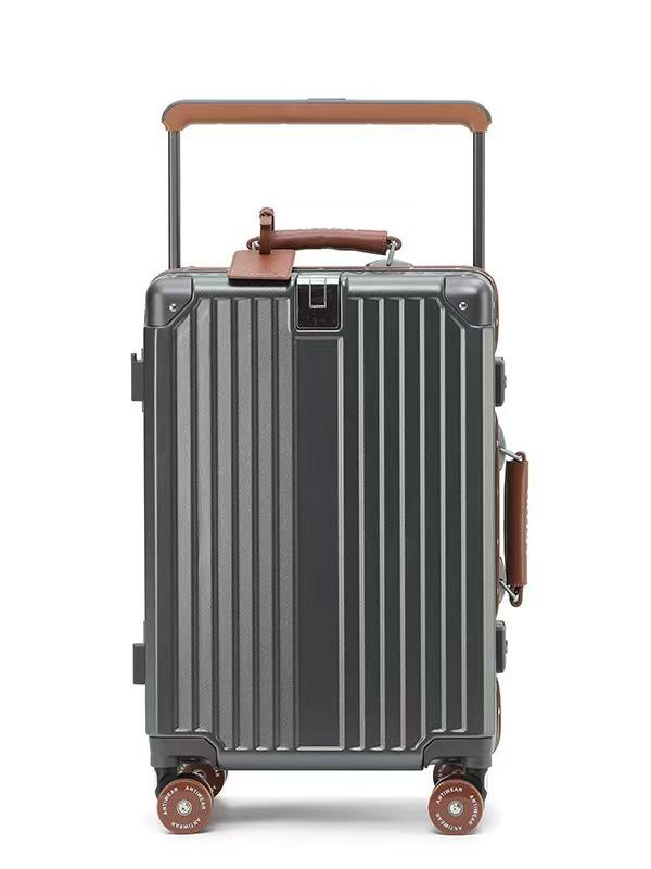 2025 Leather Travel Suitcase Set: 24"/28" Trolley with Combination Lock, Women’s Wear-Resistant Carry-On.