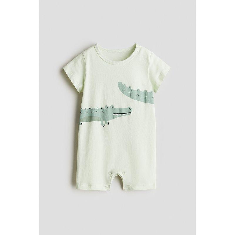 

Детская одежда HM Домашняя одежда для маленьких девочек 2025 Лето Новая с принтом С коротким рукавом Для комнаты с кондиционером Цельная пижама 1283148 Light green/Crocodile 52/40(0-1m)