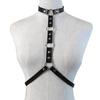 Adjustable Faux Leather Halterneck Choker Ring Waist Belt Body Chain Harness