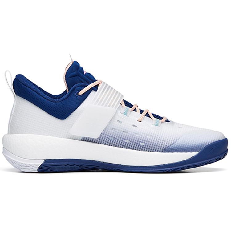 New Anta Hengsao4 Durable Breathable Low Top Basketball Shoes Men's White Blue 112231608-2