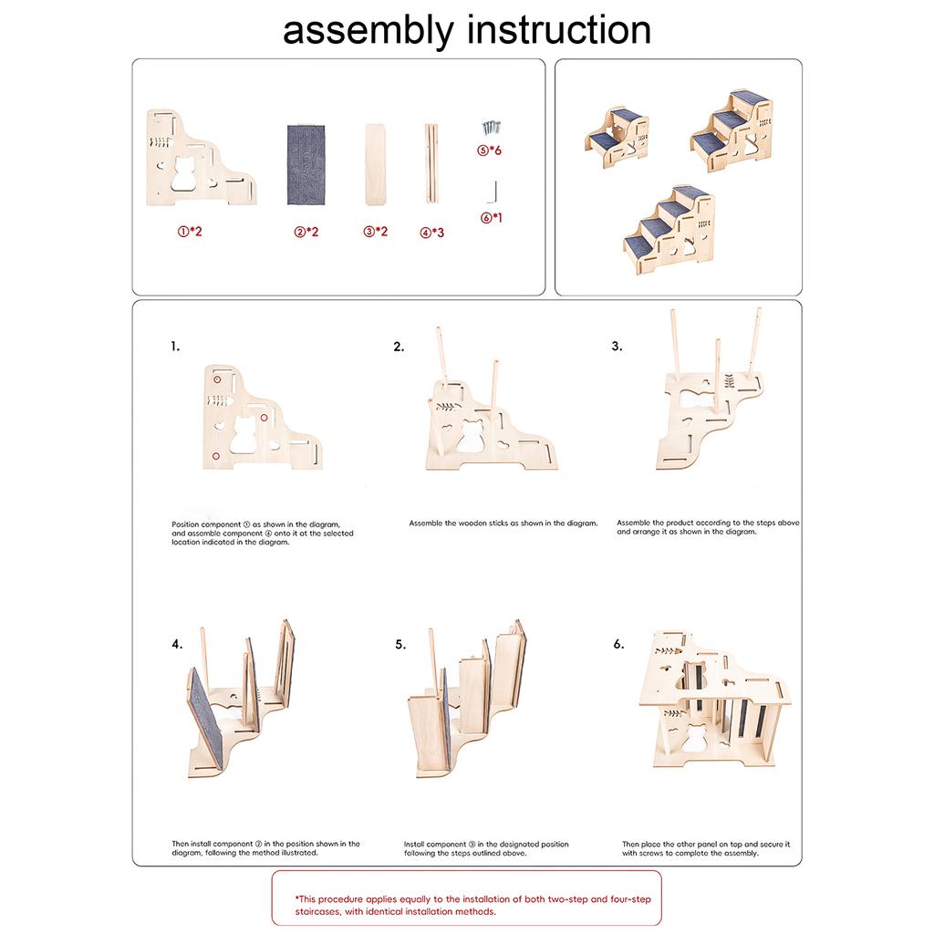Küçük Köpekler ve Kediler İçin Ahşap Evcil Hayvan Merdivenleri, Kanepe ve Yatak İçin Basamaksız, Eklemli Evcil Hayvan Tırmanma Merdiveni