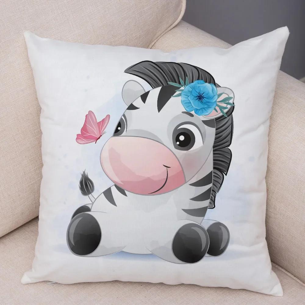 Haustier Hund Katze Druck Kissenbezug Farbe Niedlich Cartoon Tier Kissenbezug Dekoration Sofa Zuhause Kinderzimmer