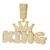 European-American Style Crown 'KING' Full Diamond Pendant on Thick Cuban Chain - Trendy Men's Hip Hop Jewelry