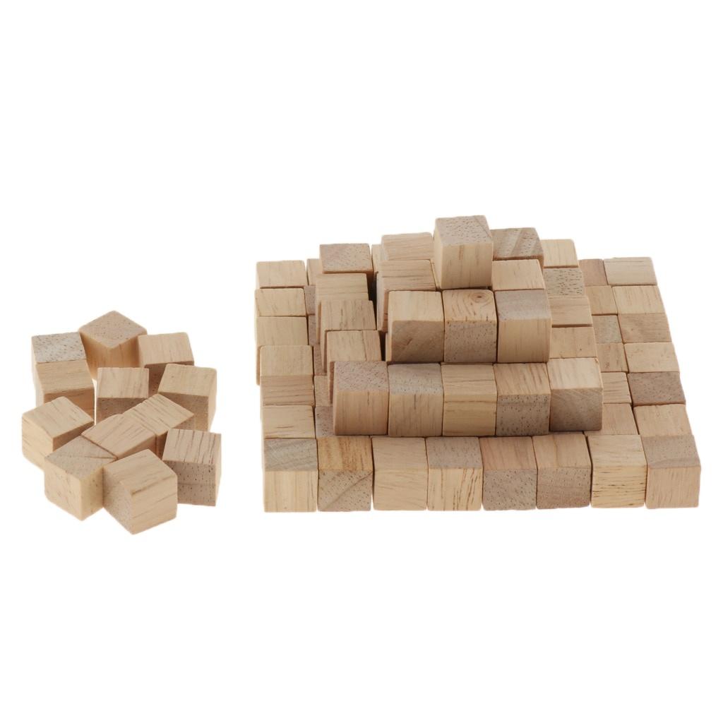 100pcs 10mm Wooden Cubes Unfinished Square Cubes Wood Blocks for Math Making Craft DIY Projects Gift