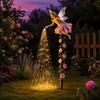 Whimsical Backyard Lighting Decor Fairy Sprinkling Magic Dust Solar Garden Light, Outdoor Front Yard Flower Bed Decorative Accents Statue