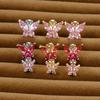1PC Stainless Steel Tragus Helix Butterfly Piercing Earrings for Women Trendy Cute Pink Zircon Stud Earring Piercing Jewelry