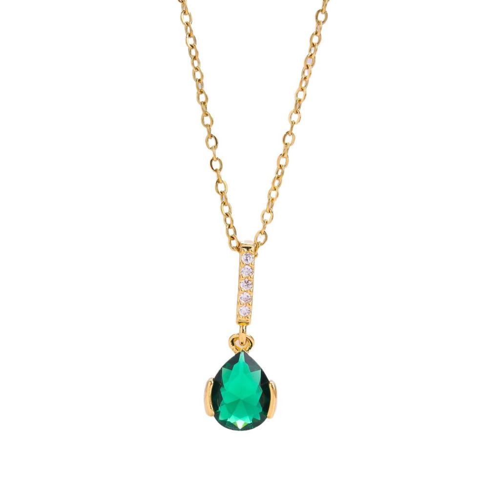 Wind Set Zircon Pendant Titanium Steel Necklace for Women Fade Resistant Simple Collarbone Chain Jewelry