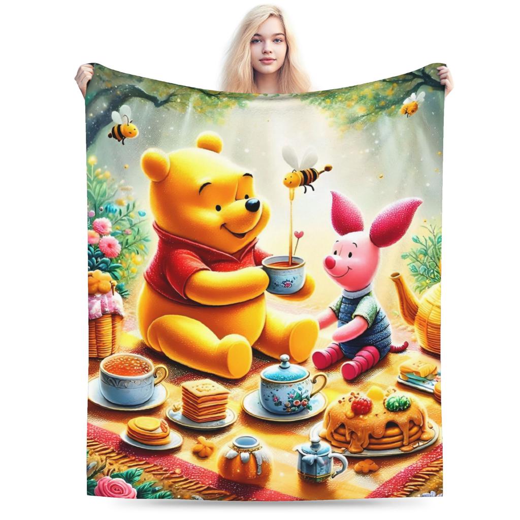Winnie-the-Pooh Eeyore Blankets Fleece Summer Air Conditioning Cartoon Lightweight Thin Throw Blankets for Home Car Rug Piece