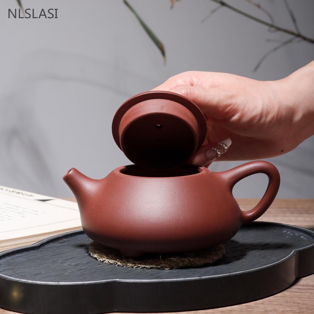 250ml Purple Clay Tea Pot Handmade Ball Hole Filter Stone Scoop Kettle Custom Raw Ore Zisha Tea Set Beauty Tea Infuser