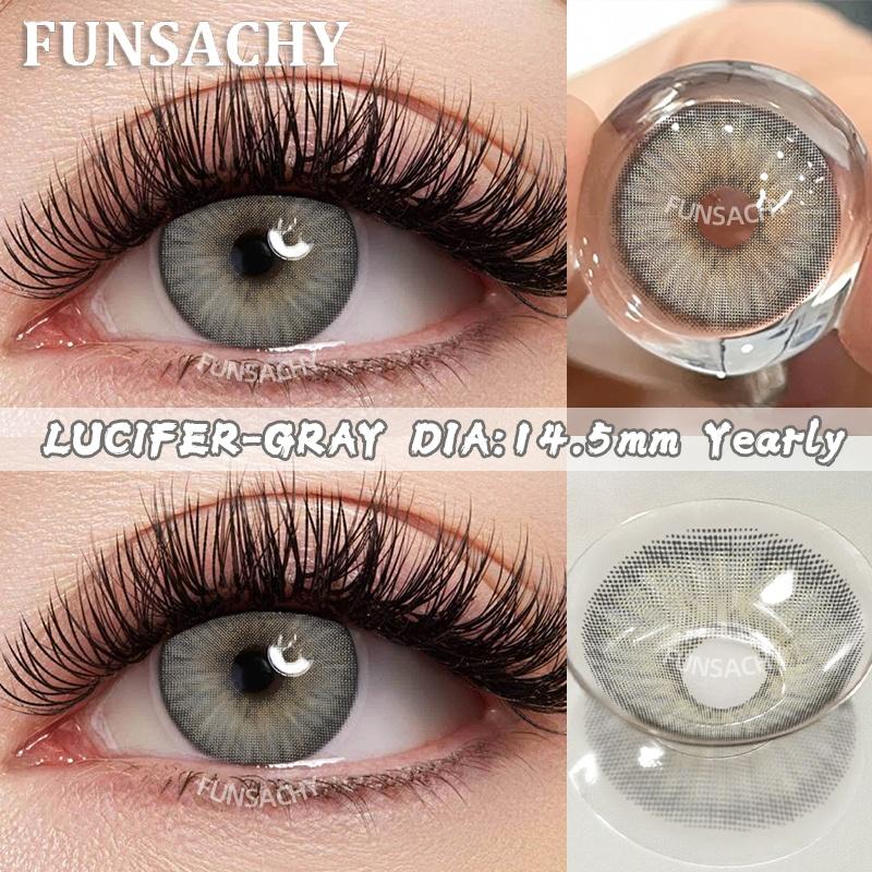 FUNSACHY 1 Pair Korean Lenses Colored Contact Lenses for Eyes Natural Round Black Brown Lens Beautiful Pupil Color Eye Contacts