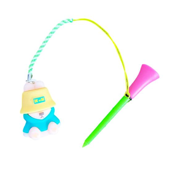 Anti Lost Golf Tee Hanger with Tee Colorful Cartoon Plastic Tee Hoop Ring with Strap Golf Accessories for Men Women Golfer Gifts