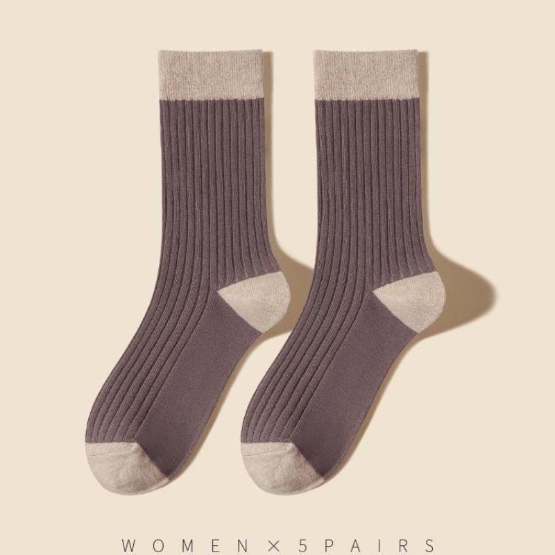 Fall Socks - Long Tube Pile Socks in Contrasting Colors, Versatile and Long-lasting. Women's Socks.
