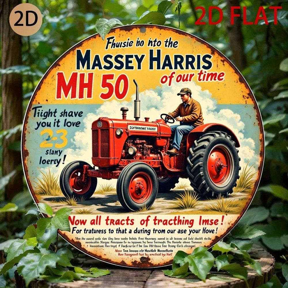 

Vintage Massey Harris Tractor Metal Sign Farm Wall Art Tin Plaque Decor 20x20