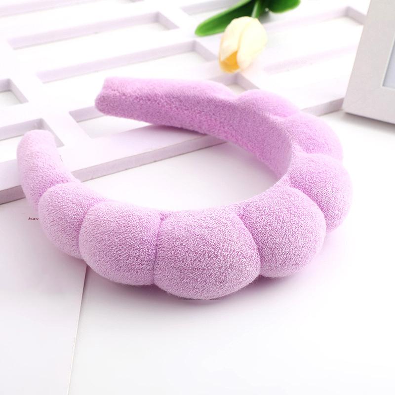 Solid Color Cloud Sponge Headband Washing Scrunchies Puffy Headband Washing Face Makeup Shower Skincare Hair Band