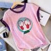 Women Sweaters Pullovers 2025 Summer Short Sleeve O-Neck Print Knitted Sweater Women Tops Pullover JJ183