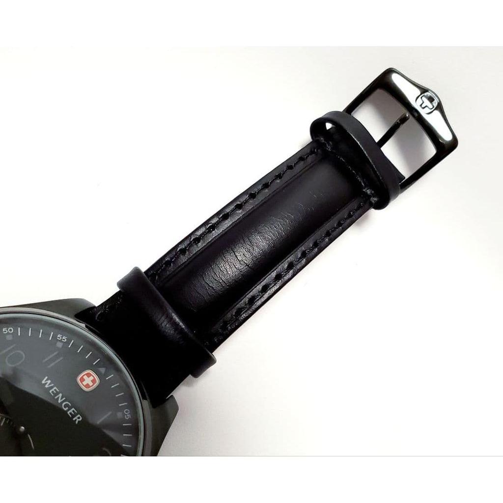 Used WENGER Watch Aerograph Black Leather Strap