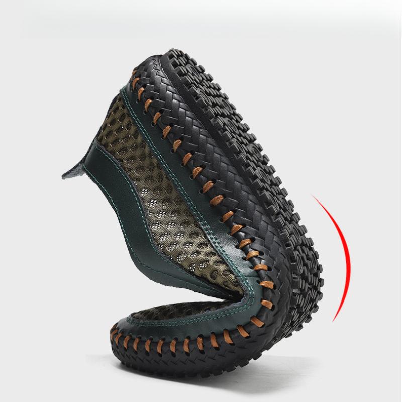Baskets pour hommes Mocassins à enfiler Maille respirante Chaussures décontractées Fait main Ballerines de conduite pour hommes Été