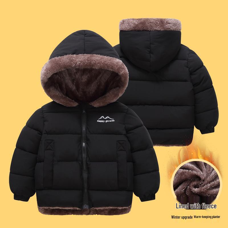 878 Zimowa Dziecięca Dwustronna Kurtka z Podszewką z Polaru dla Chłopców i Dziewcząt - Ciepła Bawełniana Kurtka Średniej do Dużej Długości