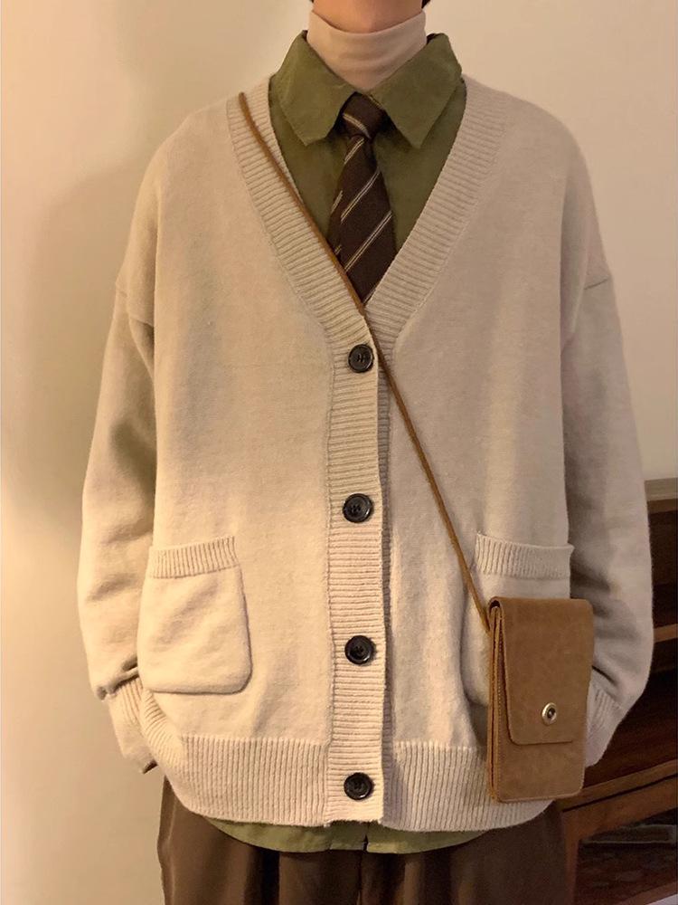 

Мужской кардиган в стиле ретро, весна/осень 2024 - Японский свободный трикотаж L