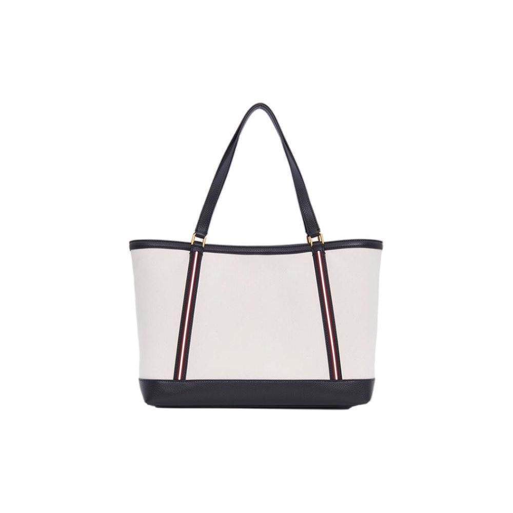Bally Logo Patch Snap Closure Fabric And Leather Tote Bag Women Tote Bags Natural Black 6306547