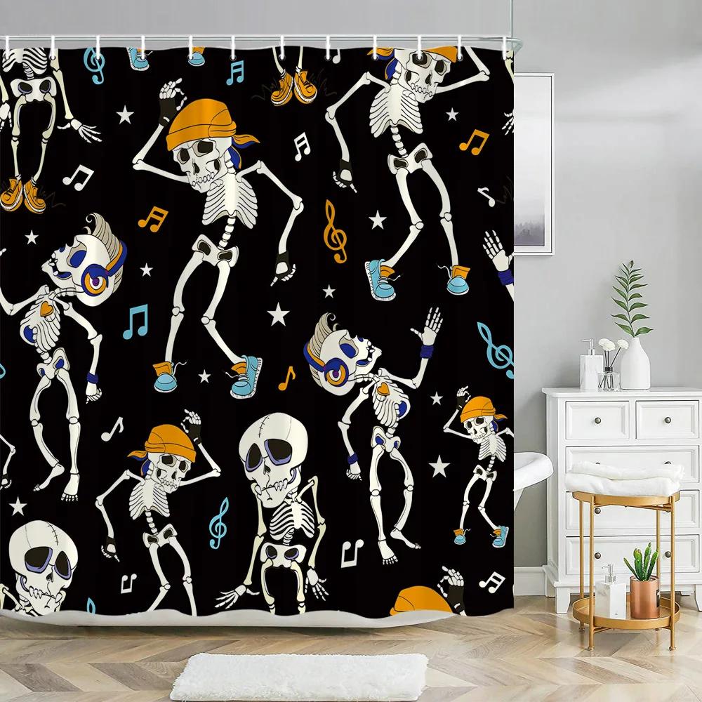 

Детские Хэллоуинские Шторки для Душа Фиолетовые Оранжевые Забавные Хэллоуинские Ванная Комната Декор Гримасы Тыквы Жуткие Черепа Шторка для Душа 90x180cm-35x70in