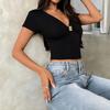 European-American Fashion V-neck Sexy Short-Sleeve Women's T-shirt - 2026 New Style Pullover Top