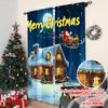 2pcs 2D Flat Printing Christmas Scene Curtain Merry Christmas Night Versatile Polyester Without Electricity Family Party