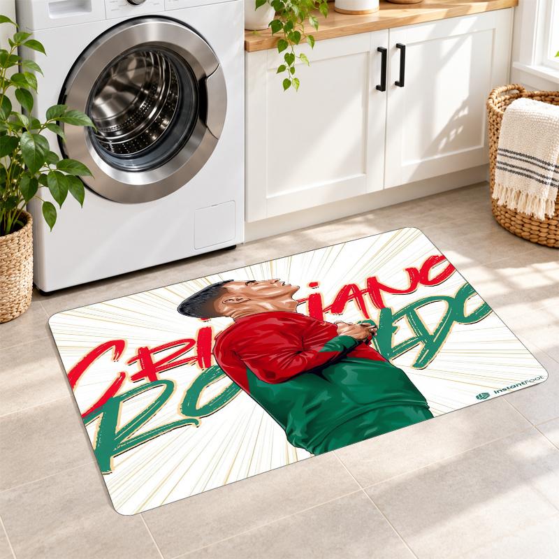 Flannel Kitchen Mat Cristiano Ronaldo Soft Area Rug Non Slip Floor Carpet Home Decoration