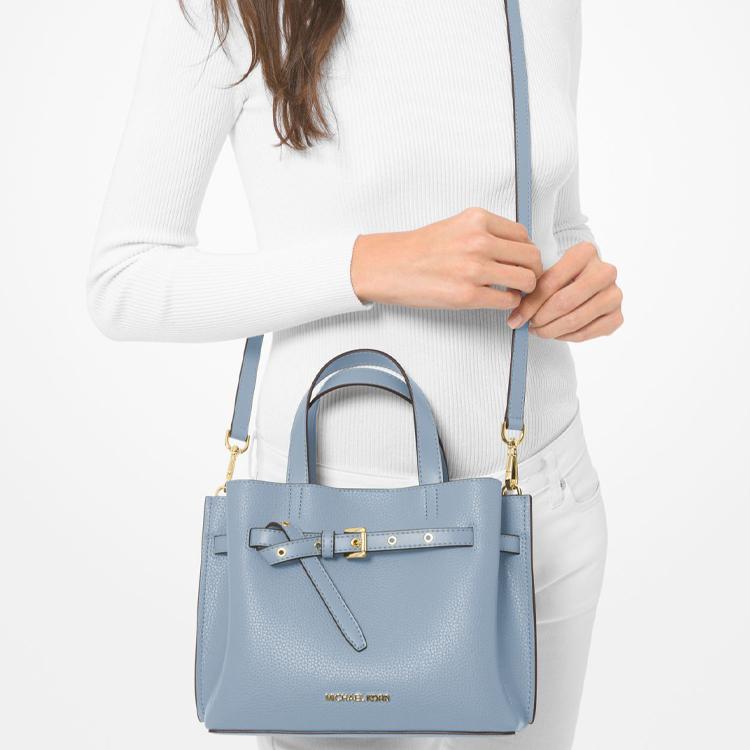 Michael Kors MK Emilia Goud Letter Logo Gesp Hardware Aktetas Handheld Schouder Crossbody Tas Kleine Dames tassen Blauw 35F0GU5S5T-487