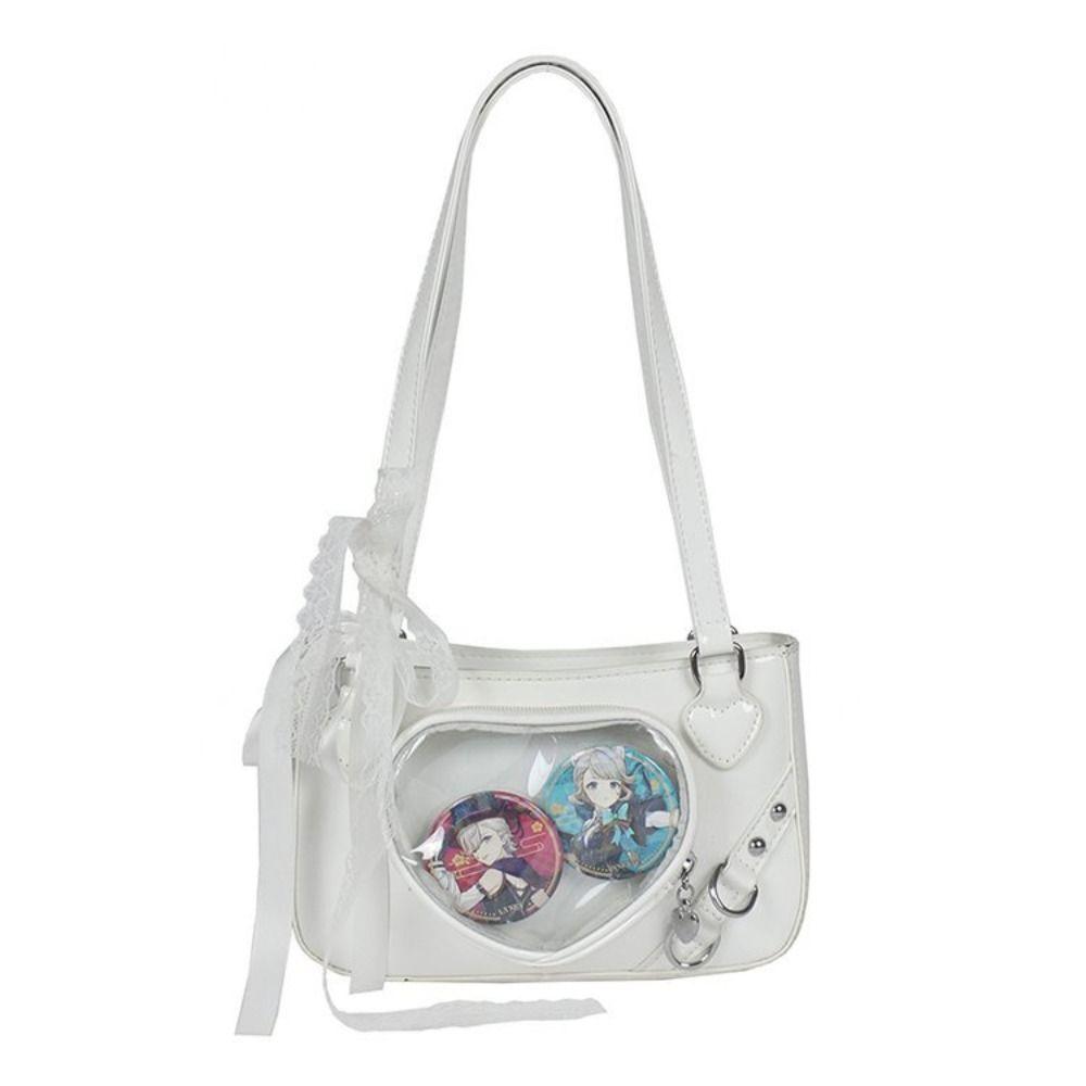 JK Transparent Love Itabag Zipper Bag Lace Crossbody Bag Portable Kawaii Shoulder Bag Gift